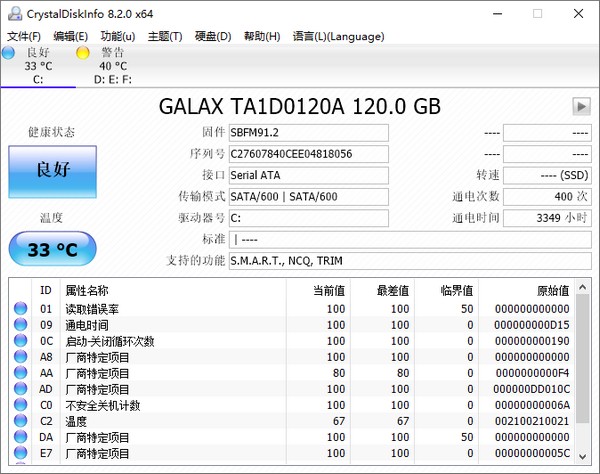 硬盘信息检测工具(CrystalDiskInfo) v8.7.0.2中文绿色版
